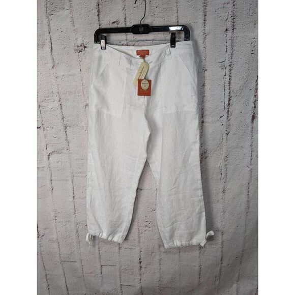 Tommy Bahama Aubrey fit Women’s White Linen Cropped Pants Sz 6 NWT - Picture 1 of 10